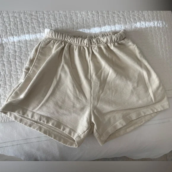 Daily Drills Sweat Shorts in Sand with Pink Patch - Picture 2 of 4